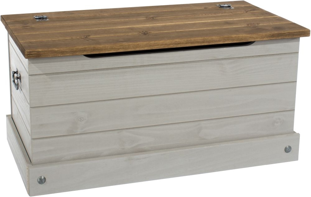 Product photograph of Corona Grey Mexican Pine Storage Trunk from Choice Furniture Superstore.